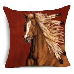 Amazing Horses Polyester Cushion Cover 45x45cm Vintage