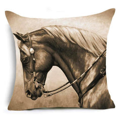 Amazing Horses Polyester Cushion Cover 45x45cm Vintage