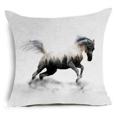 Amazing Horses Polyester Cushion Cover 45x45cm Vintage
