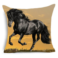 Amazing Horses Polyester Cushion Cover 45x45cm Vintage