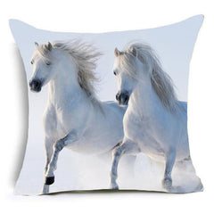 Amazing Horses Polyester Cushion Cover 45x45cm Vintage