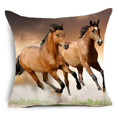 Amazing Horses Polyester Cushion Cover 45x45cm Vintage