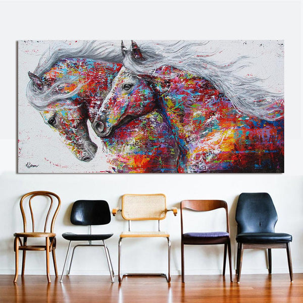 Amazing Horses Polyester Cushion Cover 45x45cm Vintage