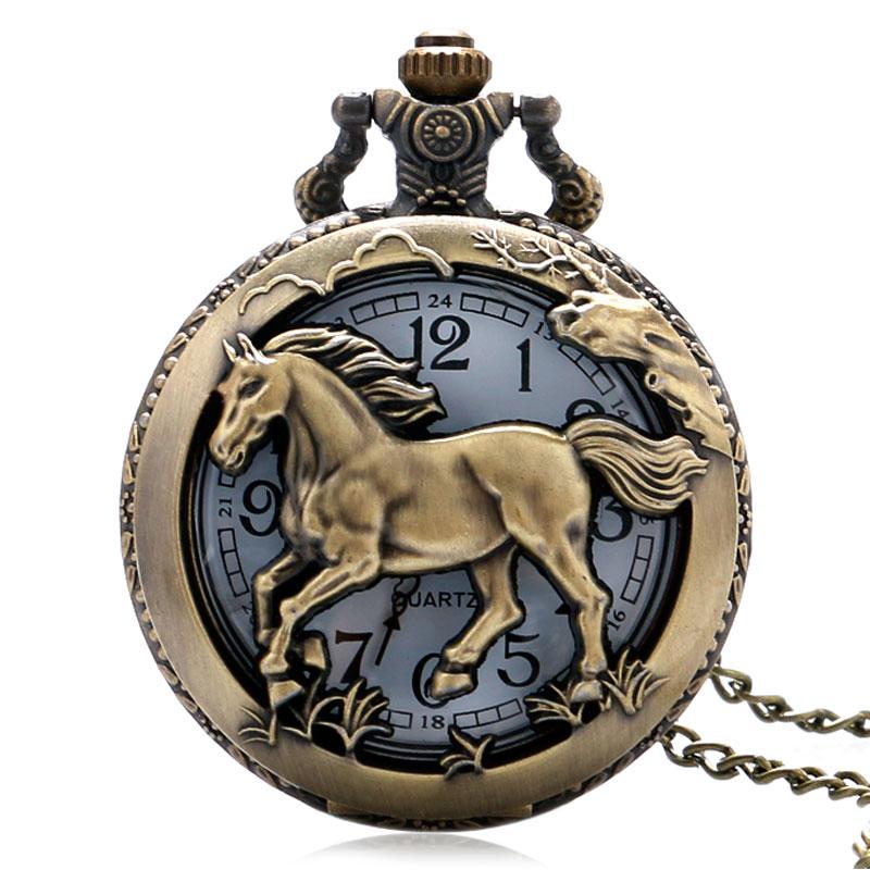 Pocket Quartz Watch Bronze Horse